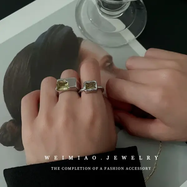 Wholesale Fashion Paper Clip Copper Inlay Zircon Open Ring 1 Piece