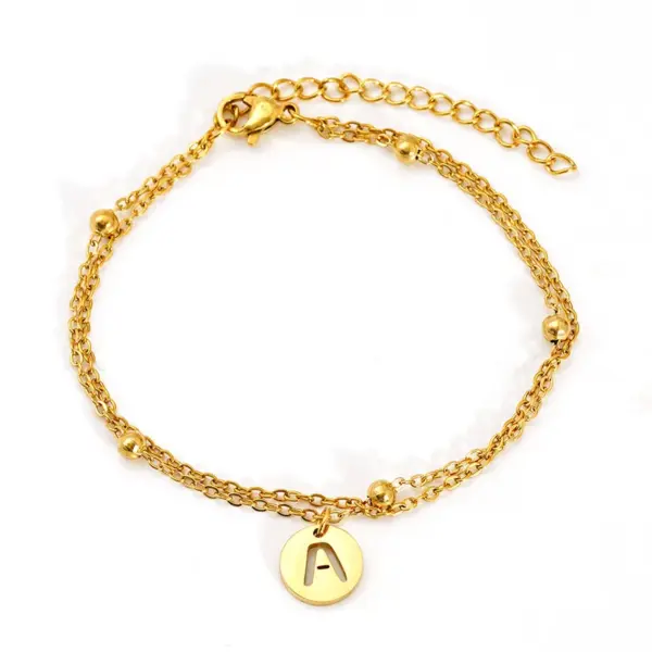 Wholesale Versatile Titanium Steel Gold Plated Stainless Steel Bracelet Women's Jewelry Letter Stackable Wristband Business Casual Style