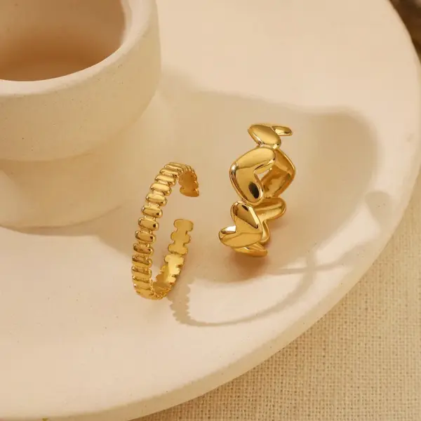 Wholesale Jewelry Simple Style Classic Style Commute Geometric 304 Stainless Steel 18K Gold Plated Open Rings