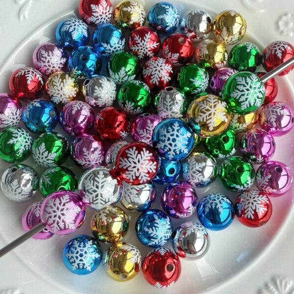 Wholesale Christmas-print metallic beaded beads