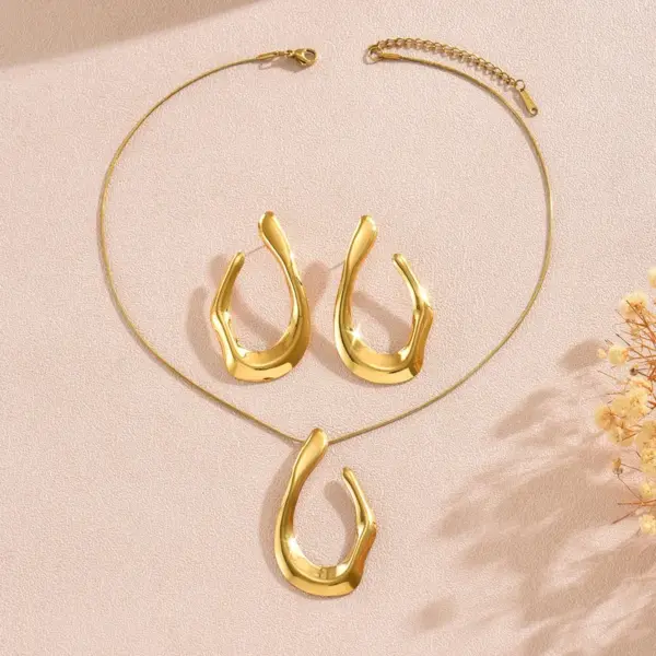 304 Stainless Steel Irregular Electroplating PVD Coated 18K Gold Plated Imitation Gold Casual Exaggerated Streetwear Twisted Rope Chain Gold Earrings Necklace Jewelry Set