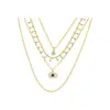 Wholesale Fashion Geometric Eye Titanium Steel Layered Rhinestones Necklace
