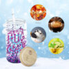Wholesale Foreign Trade New 16oz Christmas Series Glitter Powder Glitter DIY Double-Layer Plastic Mason Cup Straw Cup Anti-Fall