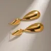 Wholesale 304 Stainless Steel Water Droplets PVD Coated 18K Gold Plated Simple Style Plating Gold Drop Earrings