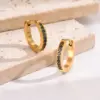 Wholesale PVD Coated Real Gold Plated 14K Gold Round 304 Stainless Steel Elegant Waterproof Non Tarnish 304 Stainless Steel Hoop Earrings