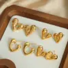 Wholesale 304 Stainless Steel Heart Shape PVD Coated 18K Gold Plated Real Gold Plated 18K Gold Streetwear Waterproof Non Tarnish Plating Gold Ear Studs