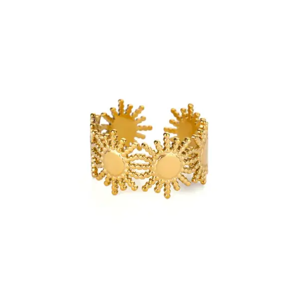 Wholesale 304 Stainless Steel Flower Butterfly PVD Coated Stone-Free Real Gold Plated IG Style Retro Waterproof Non Tarnish Plating Open Rings
