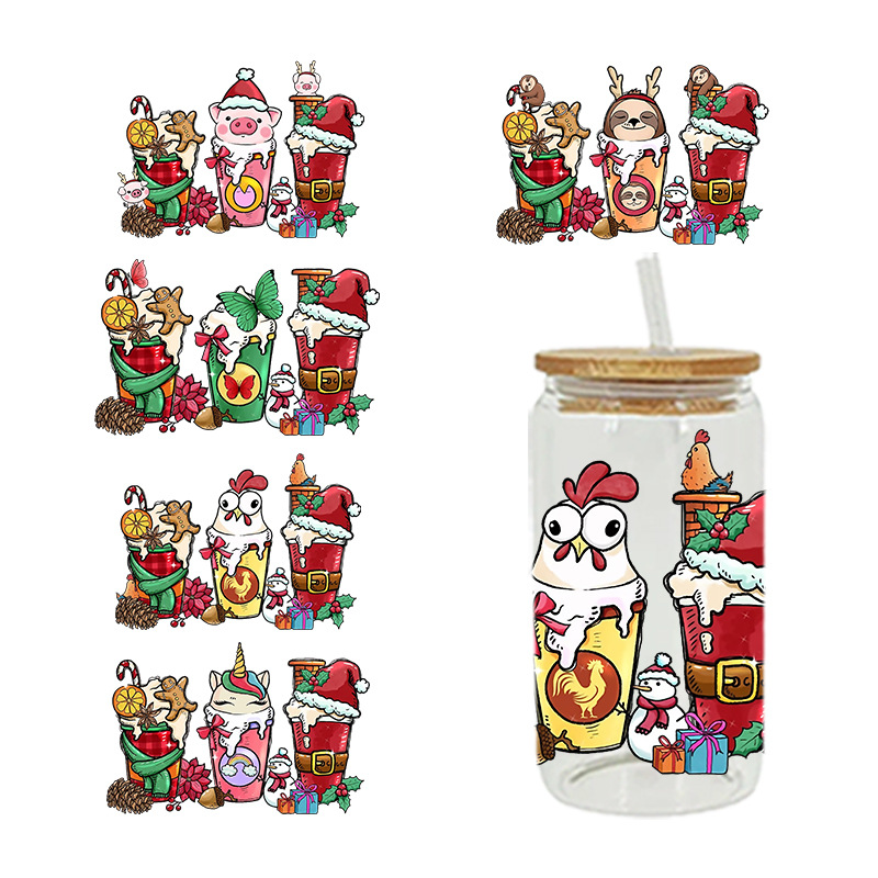 Wholesale Christmas Cartoon Series 16oz C UV DTF Wraps