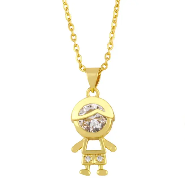 Wholesale Copper Cable Chain Plating Doll Necklace