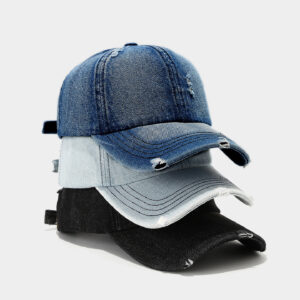 Wholesale Denim Baseball Cap for Women, New Fashion Retro Washed Distressed Baseball Cap, Sun Hat for All Seasons