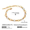 Wholesale 304 Stainless Steel Splicing PVD Coated 18K Real Gold Plated Real Gold Plated Modern Style Classic Style Waterproof Non Tarnish Mixed Metal Bracelets Necklace