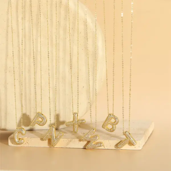 Copper 14K Gold Plated Simple Style Inlay Letter Zircon Pendant Necklace