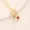 Wholesale Romantic Sweet Commute Heart Shape Flower Copper Plating Inlay 18K Gold Plated Zircon Pendant Necklace