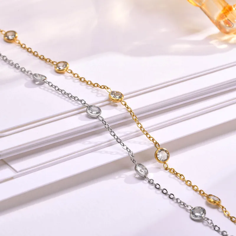 Wholesale PVD Coated Real Gold Plated 18K Gold Round 304 Stainless Steel Simple Style Waterproof Non Tarnish 304 Stainless Steel Bracelets
