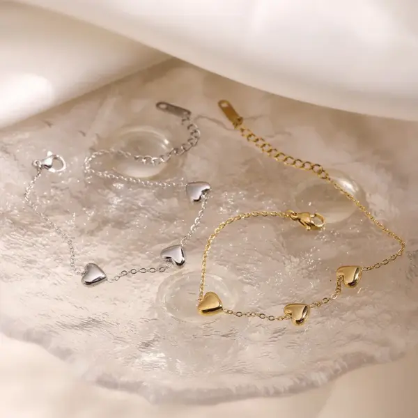 Wholesale Retro Simple Style Heart Shape 304 Stainless Steel Cable Chain Bracelets In Bulk