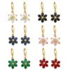 Wholesale 1 Pair Simple Style Flower Daisy Plating Inlay Copper Zircon 18k Gold Plated Drop Earrings