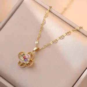 X2206 Colorful Flower Rotating Necklace