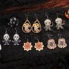 Wholesale Cross-border Halloween cartoon spider web earrings European and American holiday party women's earrings personality funny skull earrings