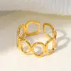 Wholesale PVD Coated Real Gold Plated Geometric Stainless Steel Simple Style Waterproof Non Tarnish Open Ring