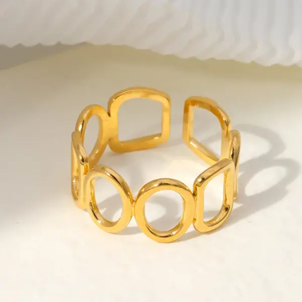 Wholesale PVD Coated Real Gold Plated Geometric Stainless Steel Simple Style Waterproof Non Tarnish Open Ring