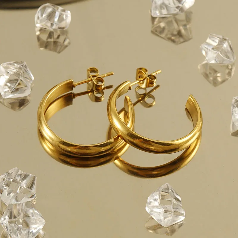 Wholesale 1 Pair Simple Style U Shape Plating Stainless Steel Earrings