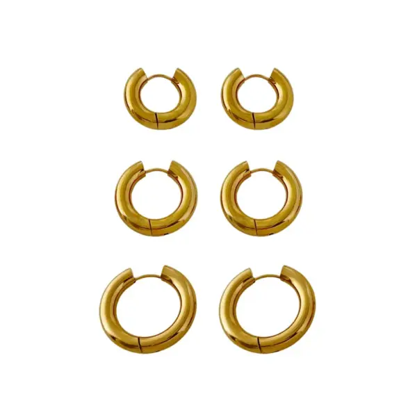 Wholesale PVD Coated Real Gold Plated 18K Gold Geometric 304 Stainless Steel Fashion Waterproof Non Tarnish Earrings
