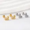 1 Pair Simple Style Solid Color Inlay Stainless Steel Rhinestones Ear Studs