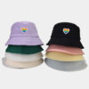 Wholesale Fisherman Hat Trendy Korean Style Pure Cotton Fashion Sun Hat Japanese Style Rainbow Love Foldable Basin Hat Outdoor Sun Hat