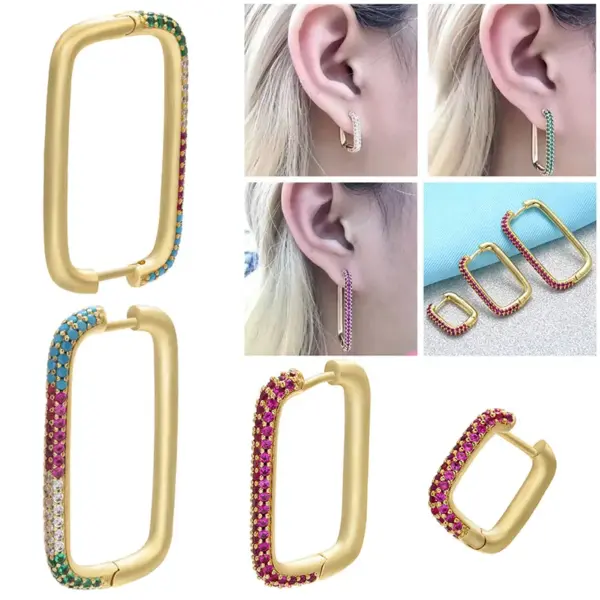 Wholesale Fashion Square Copper Plating Inlay Rhinestones 1 Piece