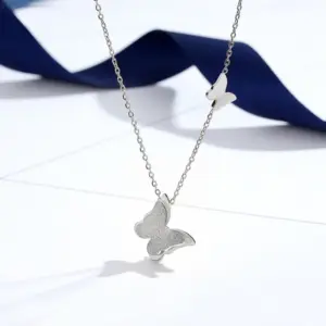 Silver-Double Butterfly Necklace