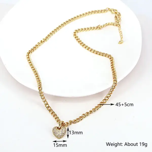 Wholesale Fashion Heart Copper Pendant Necklace In Bulk