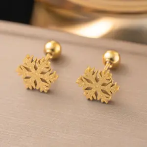【G3034】Snowflake Earrings / Gold