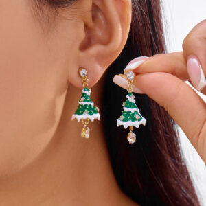 Christmas tree dripping earrings