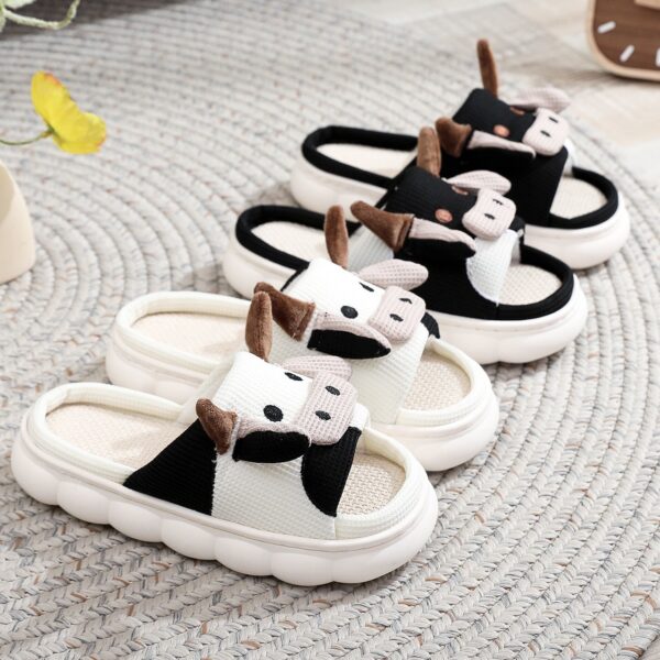 Wholesale 2024 cross-border hot cow linen slippers home thick bottom Amazon SHEIN tiktok temu delivery