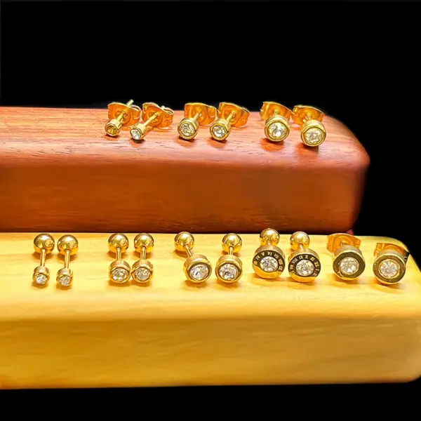 1 Piece Simple Style Geometric Plating 304 Stainless Steel Ear Studs