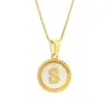 Wholesale Fashion Letter Titanium Steel Inlay Shell Pendant Necklace 1 Piece