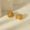Wholesale 1 Pair Casual Vintage Style Spiral Plating Inlay 304 Stainless Steel Artificial Pearls Zircon 18K Gold Plated Ear Studs