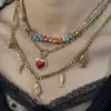 Wholesale Jewelry Casual Elegant Classical Heart Shape Ladybugs Flower 304 Stainless Steel Bandana Cloth Strip 18K Gold Plated PVD Coated Plating Silk Scarf Cord Cuban Link Chain Curb Chain Cloth Strip Multi Charms Necklace