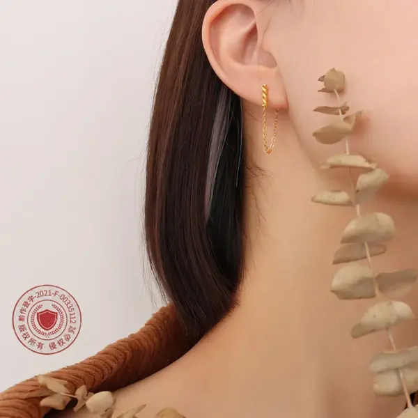 Wholesale PVD Coated Real Gold Plated 18K Gold Geometric 304 Stainless Steel Waterproof Non Tarnish Earrings