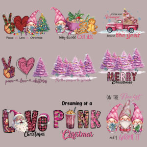 Wholesale Christmas pink heat transfer pattern