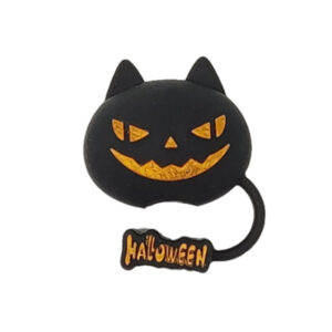 Halloween [Vertical Pupil Cat] Black - Straw Cap / Packaging without straw