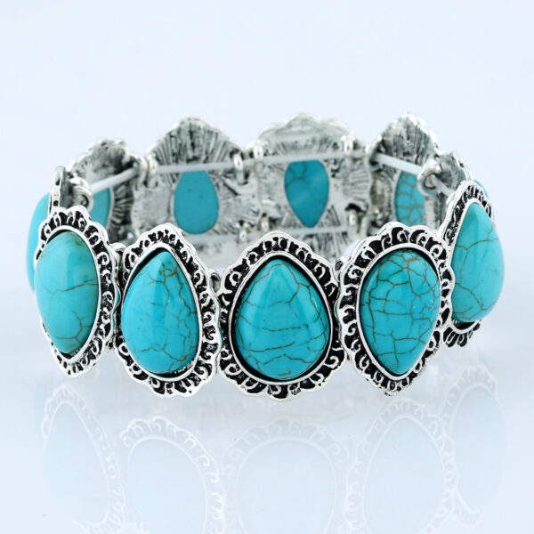 Wholesale Retro jewelry European and American water drop elastic line love pattern turquoise bracelet bracelet ebay export hot sale