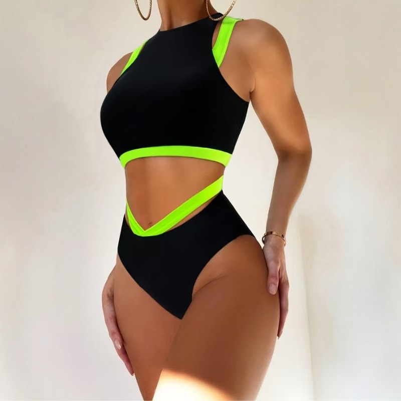 Wholesale 2025 New European and American Vests Srts Split Bikini Swimsuit Cross-border Amazon Sexy Belly Covering Swimsuit