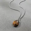 Wholesale Fashion Water Drop Shaped Natural Stone Pendant Winding Stainless Steel Chain Necklace