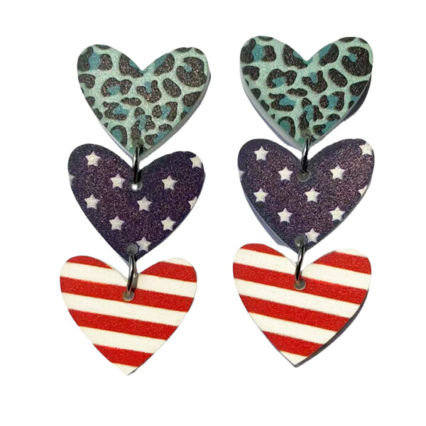 Wholesale Cross-border European and American Independence Day Acrylic Earrings US Flag Love Five-pointed Star Striped Leopard Print Earrings