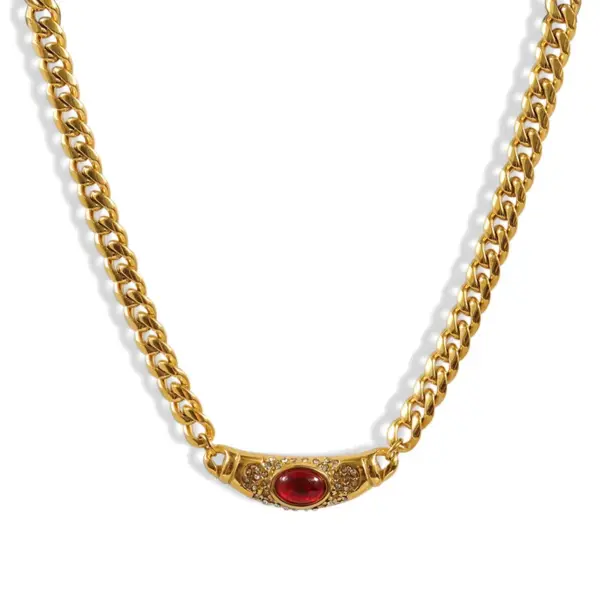 Wholesale Jewelry Elegant Retro Geometric 304 Stainless Steel Plating Pendant Necklace