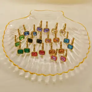 Wholesale PVD Coated 14K Gold Real Gold Plated Square 304 Stainless Steel Simple Style Classic Style Waterproof Non Tarnish Drop Earrings