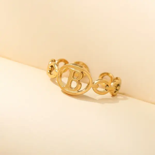 Wholesale Jewelry Casual Basic Simple Style Geometric Letter 304 Stainless Steel 18K Gold Plated Plating Rings