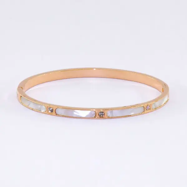 Wholesale Elegant Geometric Titanium Steel Plating Shell Bangle