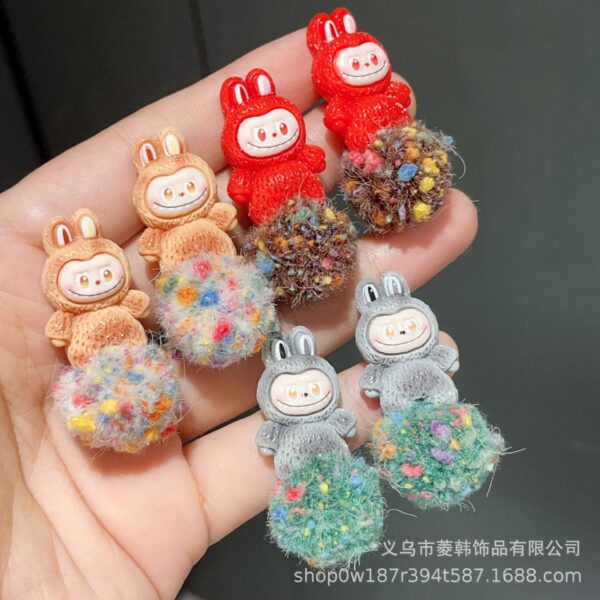 Wholesale Cute fluffy 925 silver needle earrings